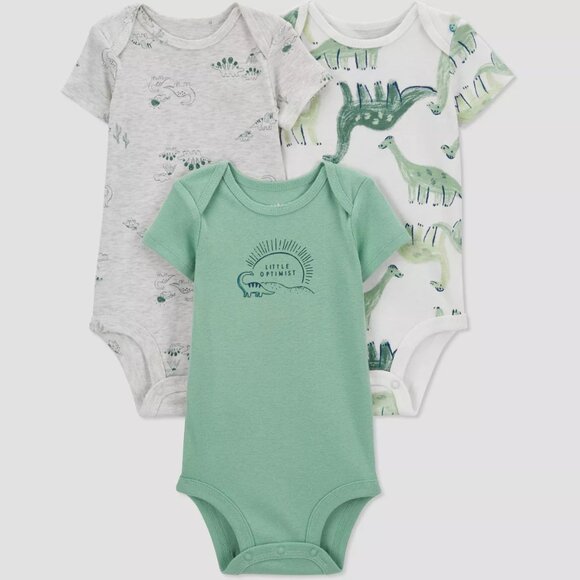 Carter's Just One You Baby Boys' 3pk Dinosaur Bodysuit – Green | Size 3M | NWT - Picture 1 of 4